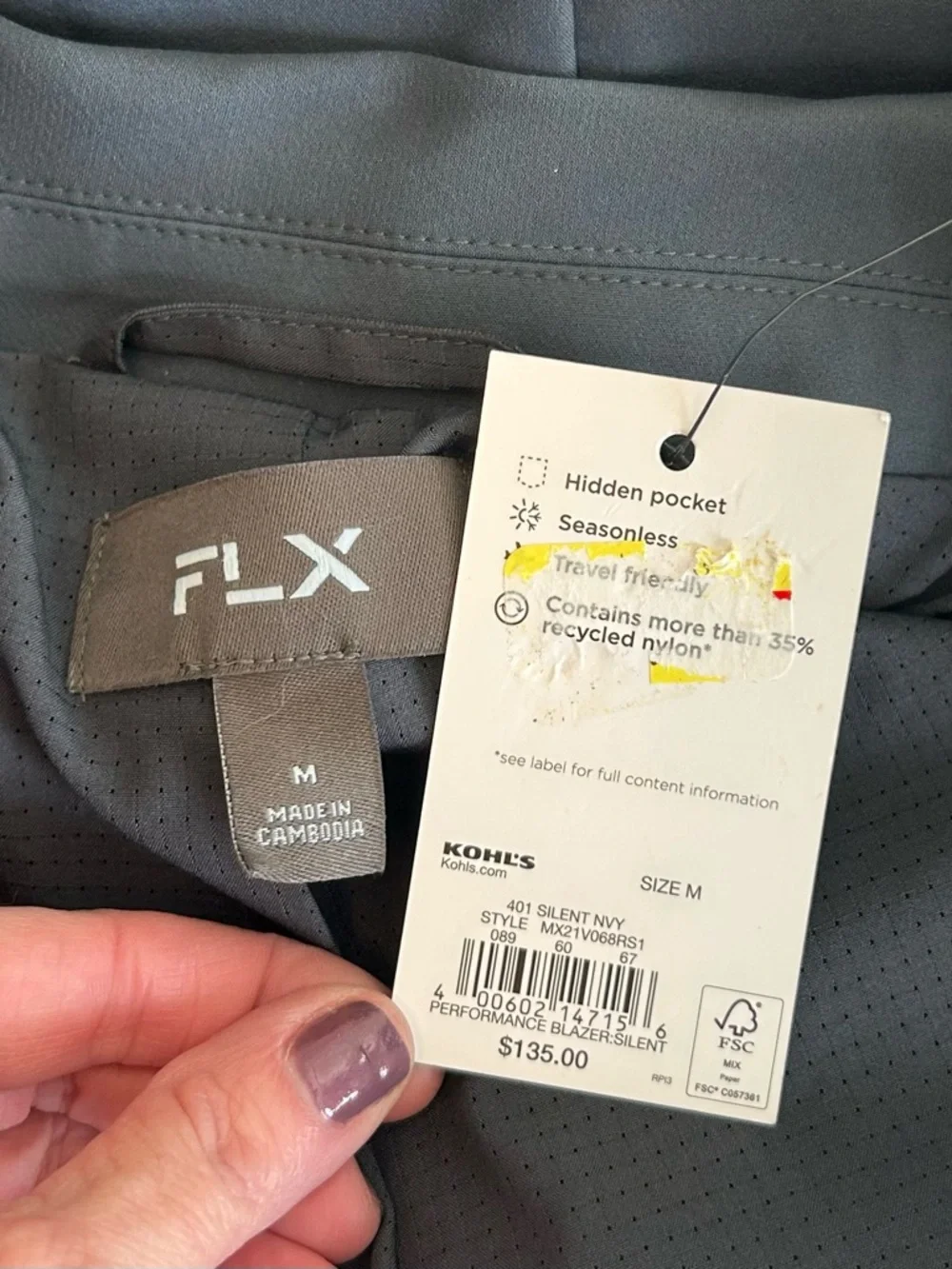 NWT KOHLS‎ FLX Performance Blazer Men’s SZ Medium in Charcoal Grey